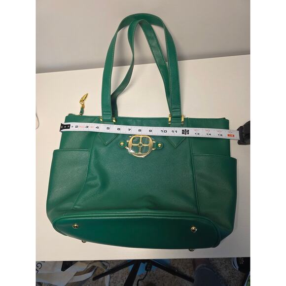 NWOT Joy Iman Green Women's Purse Stylish Hand Bag Rainbow Lining Bold Classy - Picture 6 of 8